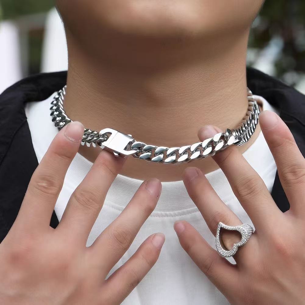 Planderful Jewelry Stainless Steel Cuban Link Necklace For Men Premium Hip Hop Style Accessory