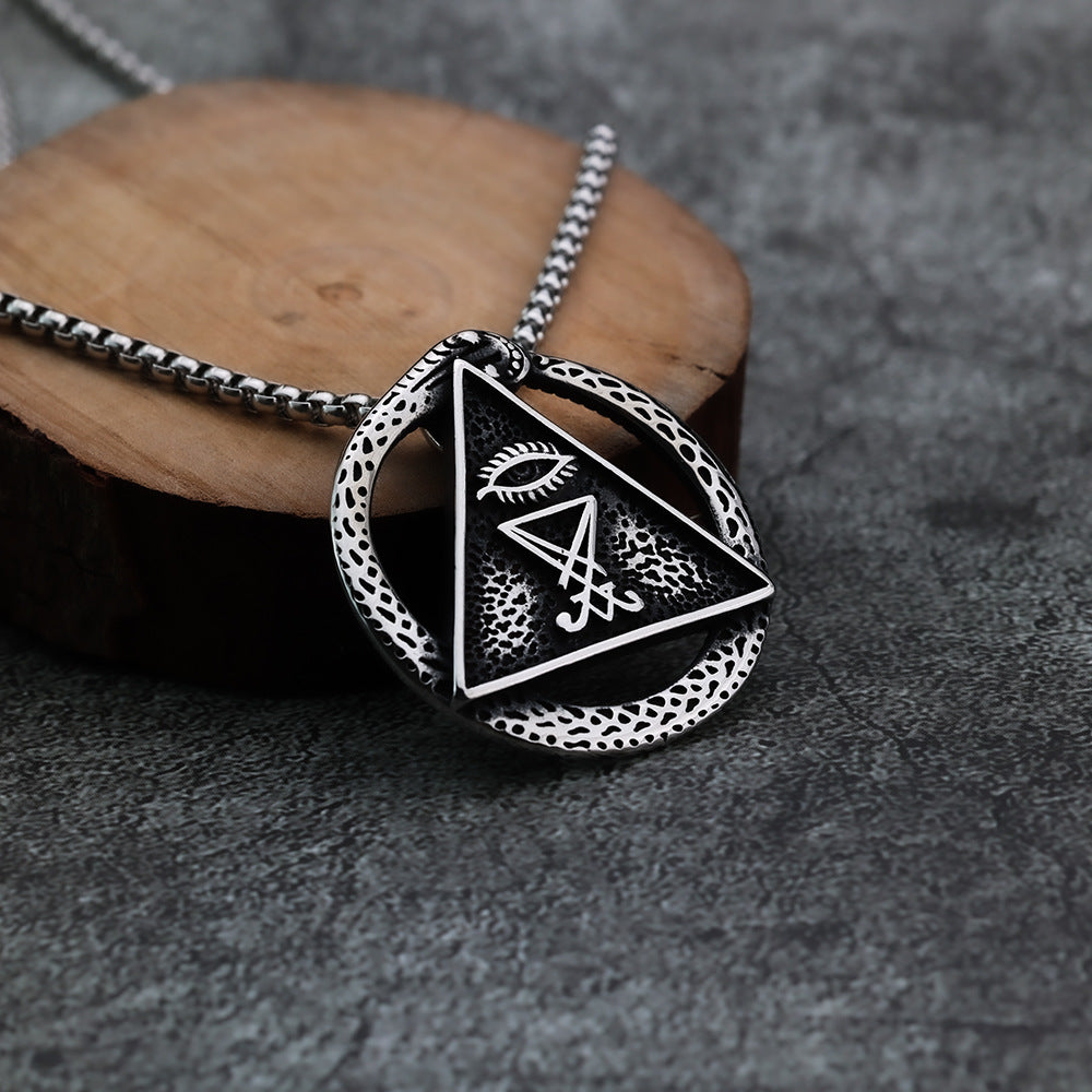 Viking Personality Vintage Freemason Triangle Pyramid Pendant