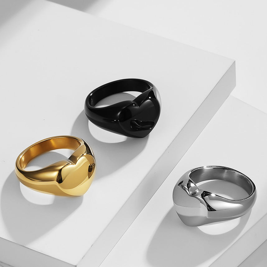 European and American Wind Stainless Steel 18K Gold Love Ring