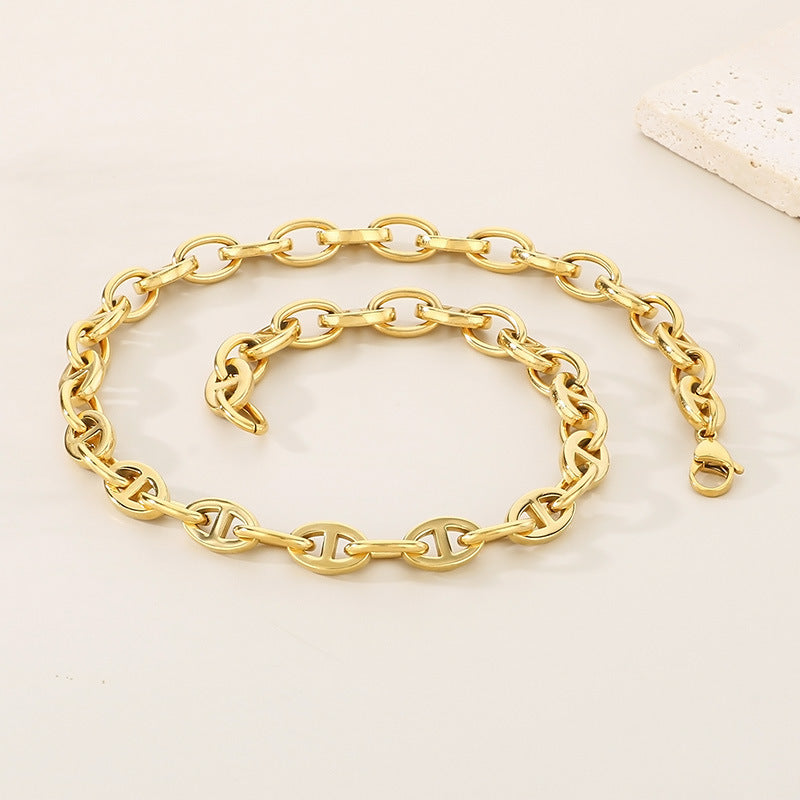 Hip Hop Trend Japanese Bracelet and Necklace Titanium Steel