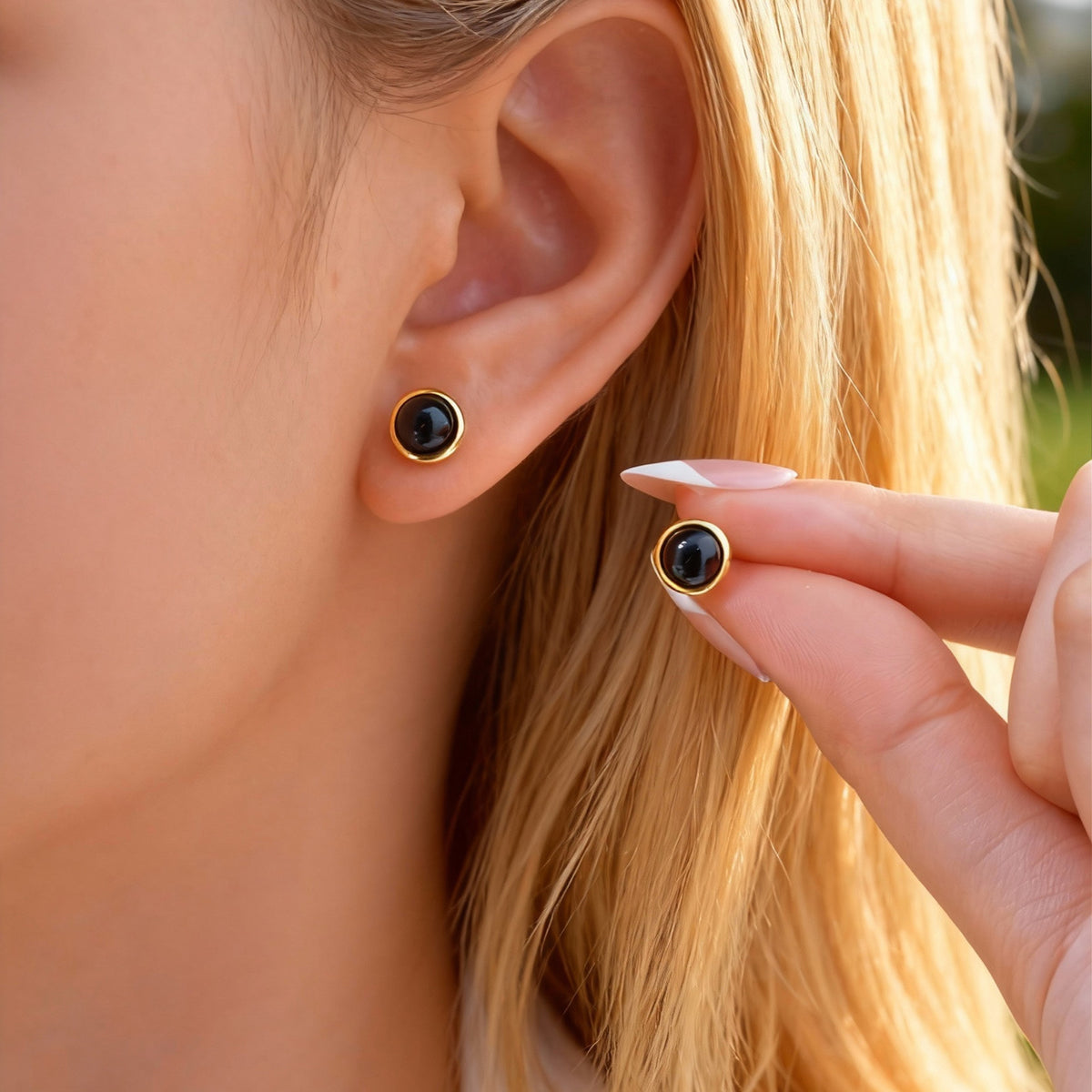 Stainless Steel Tiger's Eye Cat Earrings