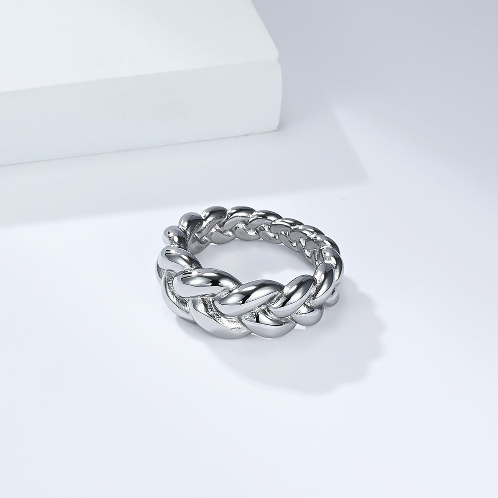 Steel Ring - Elegant Everyday Wear Twist Weave Unisex Jewelry Planderful Timeless Accessory