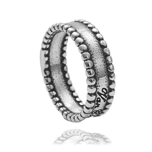Titanium Steel Letter Ring for Men - Retro Trendy Bead Design, European and American Jewelry