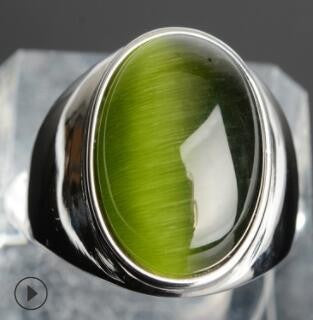 Planderful Oval Opal Ring Unisex Titanium Steel Durable Retro Style For Men And Women