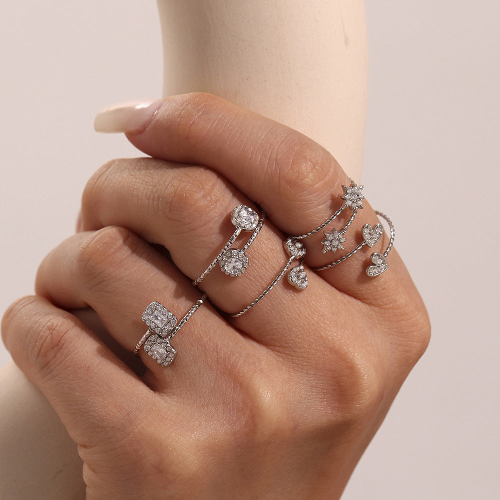 Planderful Zircon Ring For Girls 18K Gold Plated Slim