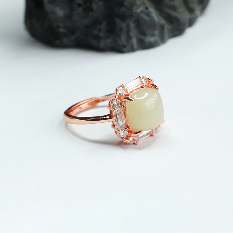 Hetian Jade Sugar-Cube Ring