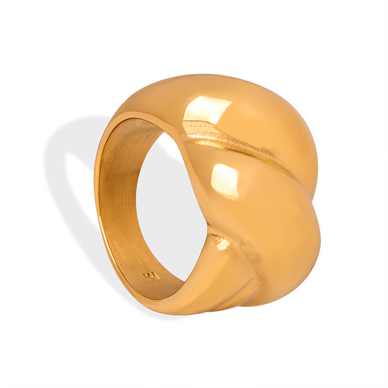 Golden Twist Texture Ring - High-End Titanium Steel Jewelry for Women