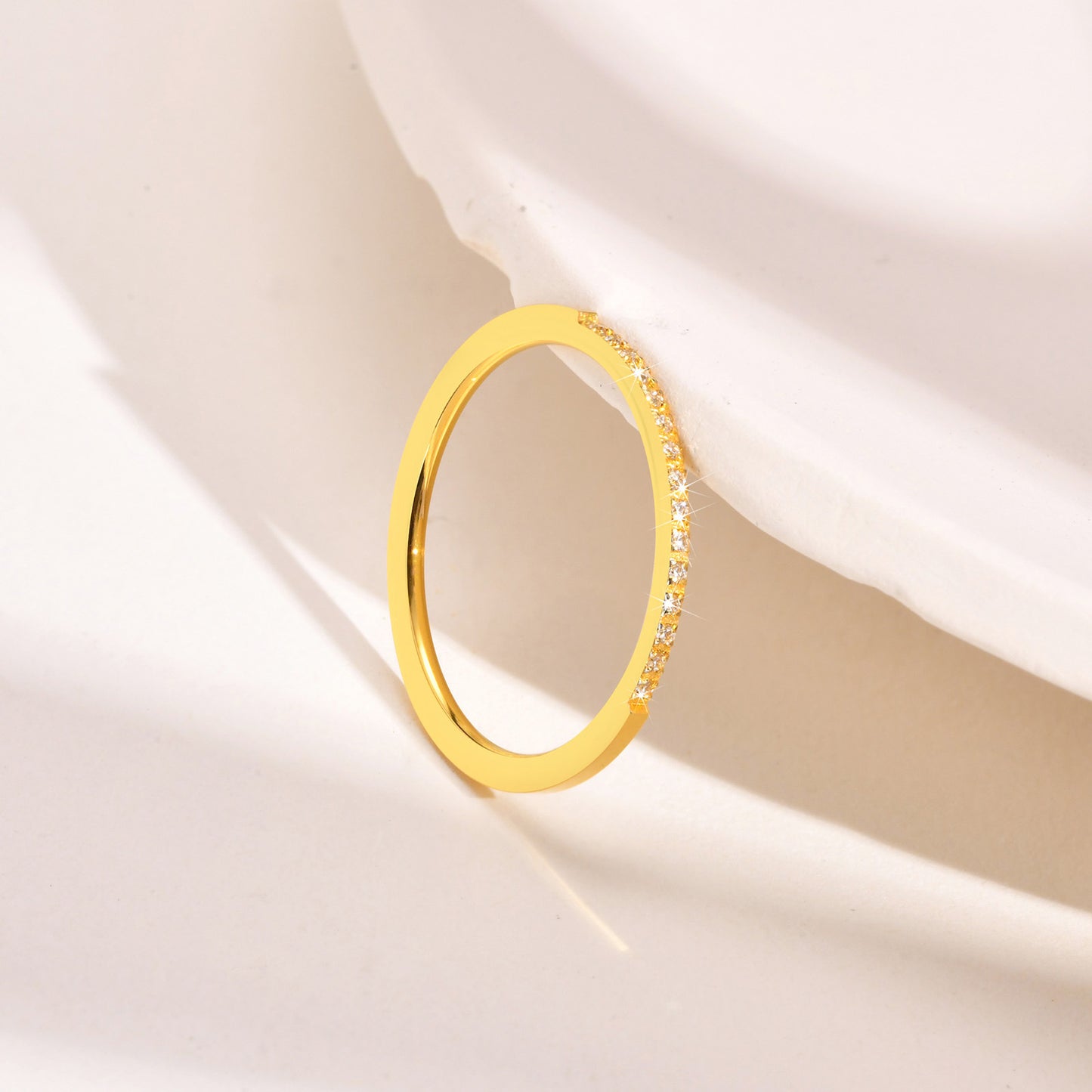 Stainless Steel Thin Ring 1mm Inlaid With Colored Zircon