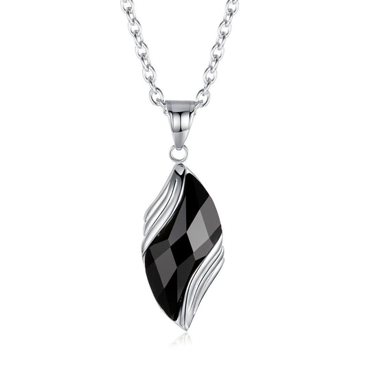 Planderful Blue Sandstone Necklace For Men With Leaf Pendant Titanium Steel Fade Resistant