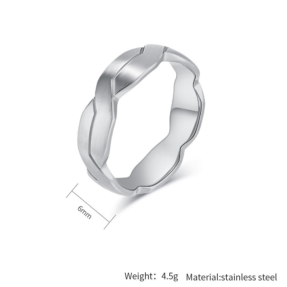 Planderful Titanium Steel Ring Geometric Two Color Design For Men And Women Unisex Fashion Jewelry