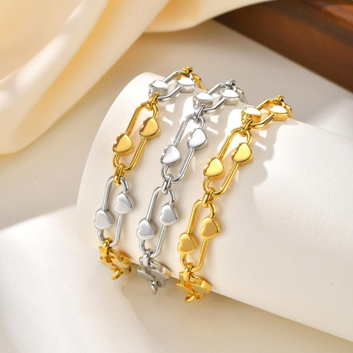 Heart Gold-Plated Stainless Steel Bracelet Unisex