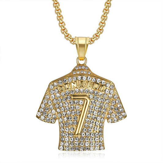 Zircon Necklace - Elegant Everyday Wear Stainless Steel Gold Plated Pendant With Zircon Crystals