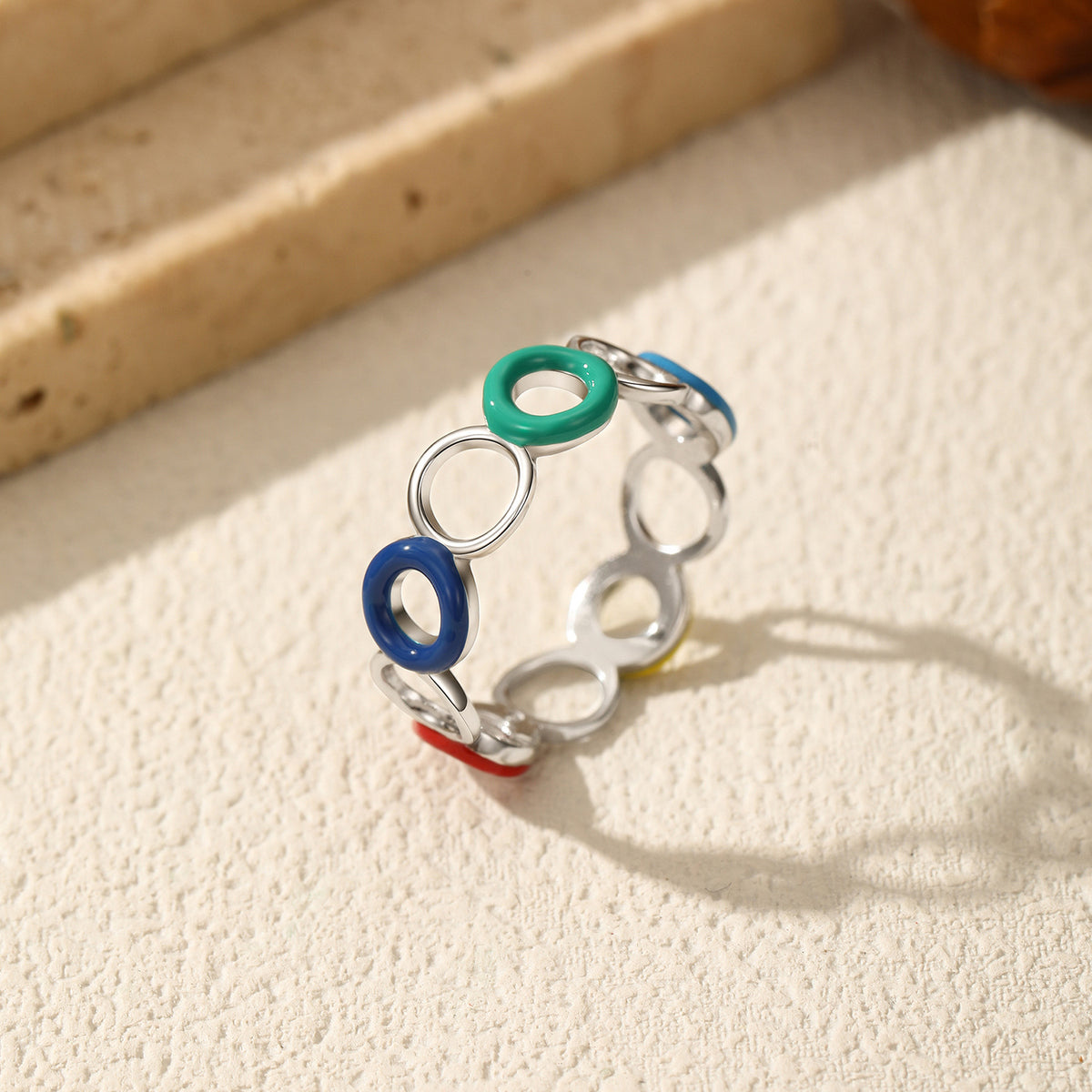 925 Sterling Silver Two-Tone Enamel Ring