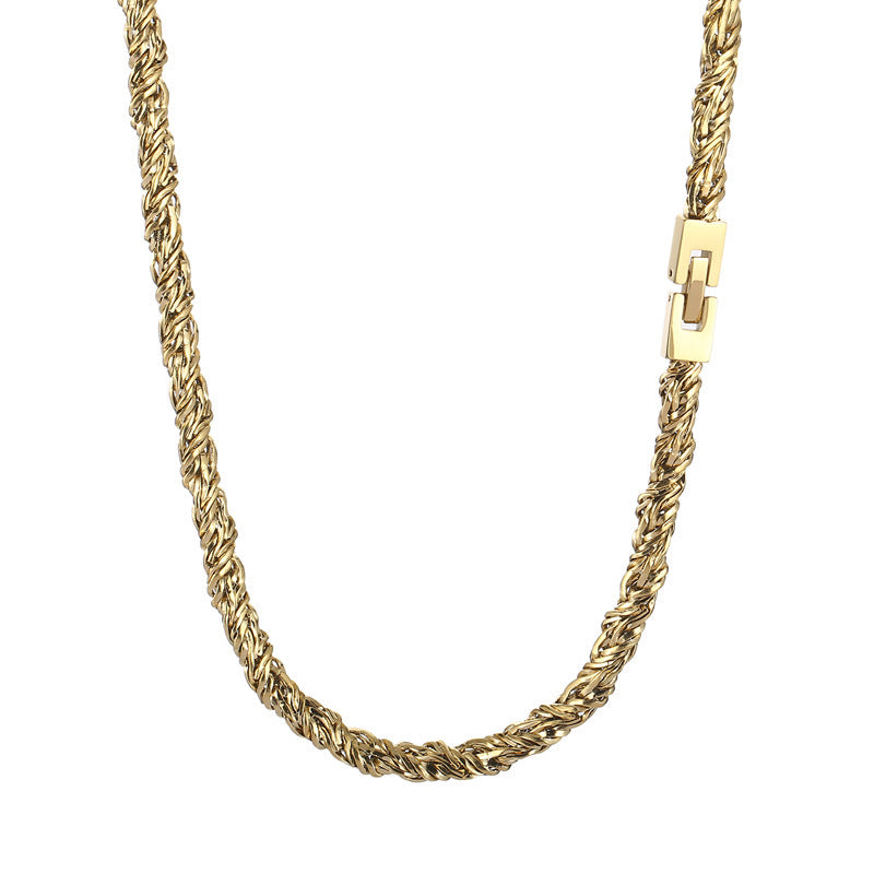 Hip Hop Stainless Steel Woven Twist Chain Necklace Male Titanium