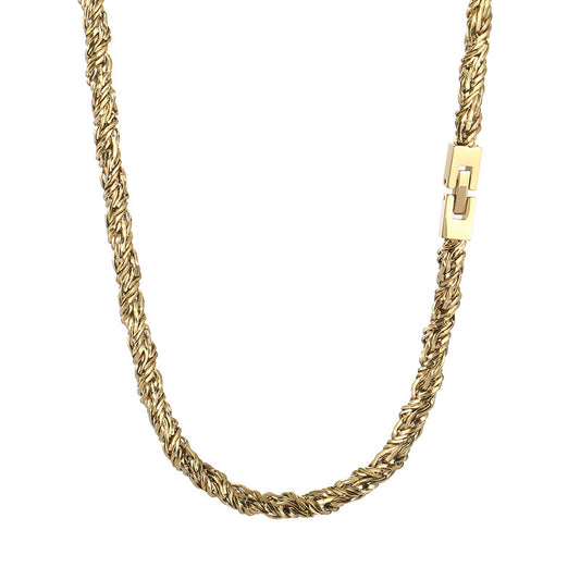 Hip Hop Stainless Steel Woven Twist Chain Necklace Male Titanium