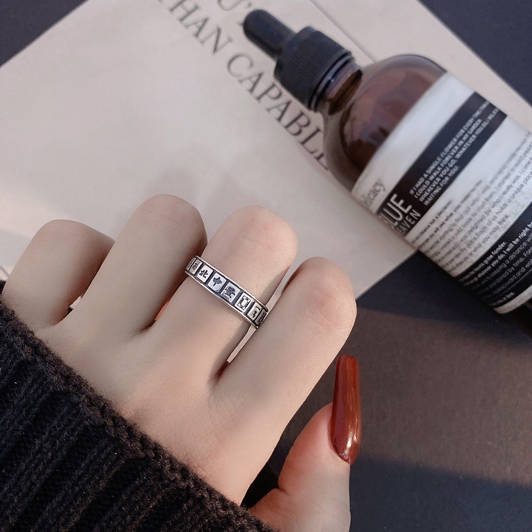 S925 Sterling Silver Mahjong Ring — Adjustable