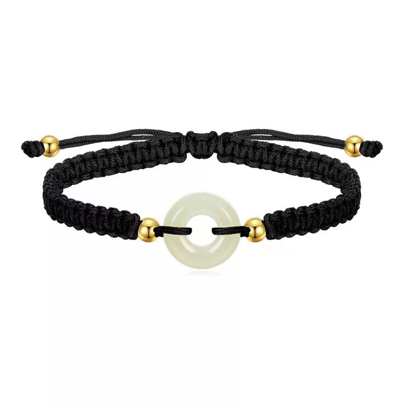 Red Rope Bracelet with Hetian Jade Buckle for Couples - Stretch Bracelet for Men and Women - Birthday Gift