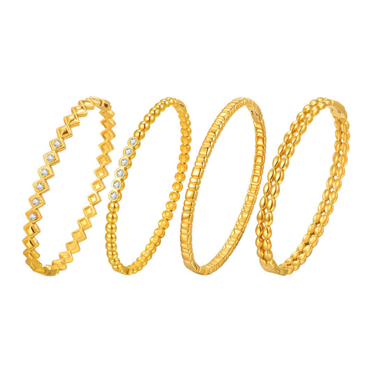 Zircon Geometric Gold-Plated Stainless Steel Bracelet for Women