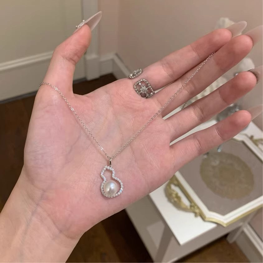 Planderful Sterling Silver Pearl Blessing Gourd Necklace For Women Elegant Light Luxury Gift