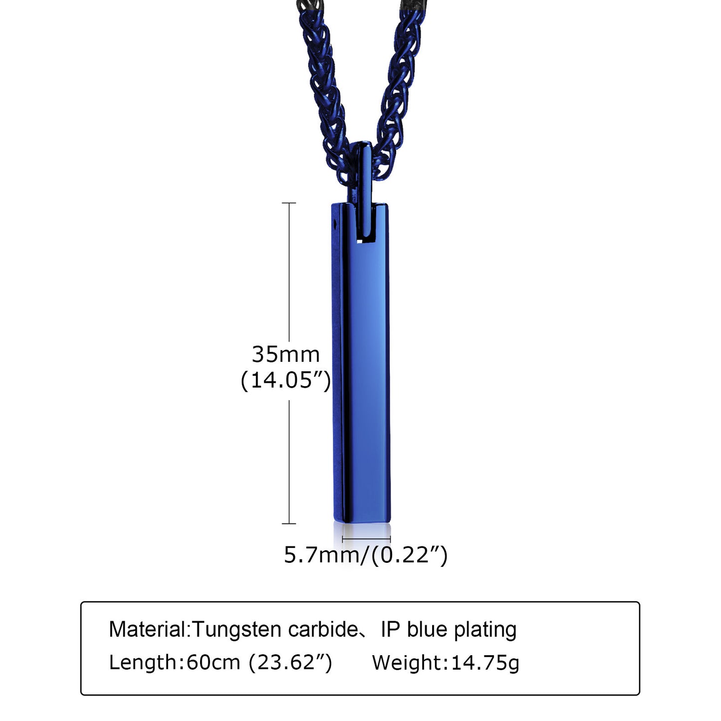 Simple Tide Men's One-Word Glossy Necklace for Men