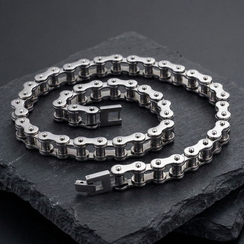 , Trendy Men's Titanium Steel Bicycle Chain Necklace, Bicycle Chain Stainless Steel