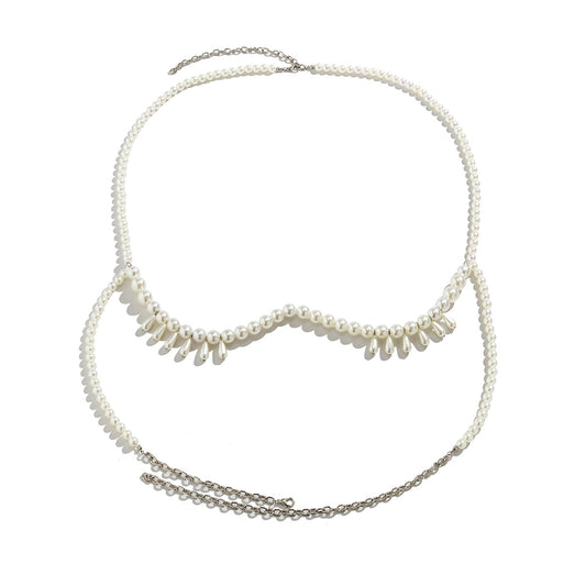 Pearl Tassel Chest Chain Necklace - Vienna Verve Collection