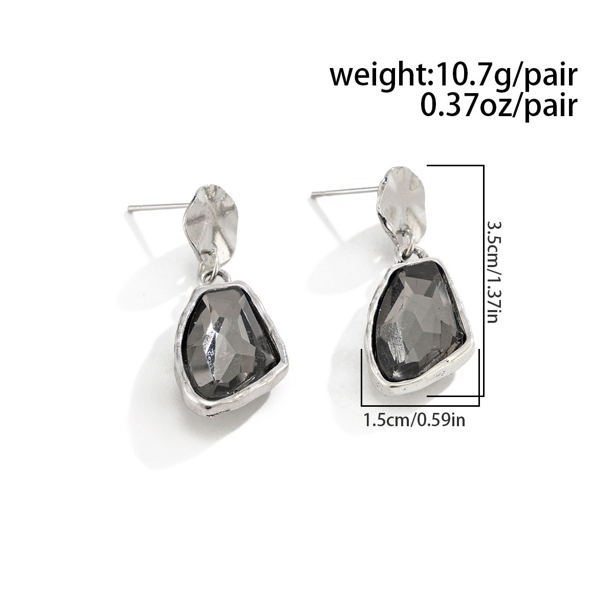 Planderful Vienna Verve Square Gemstone Fringed Stud Earrings For Women Retro European Style Statement Jewelry