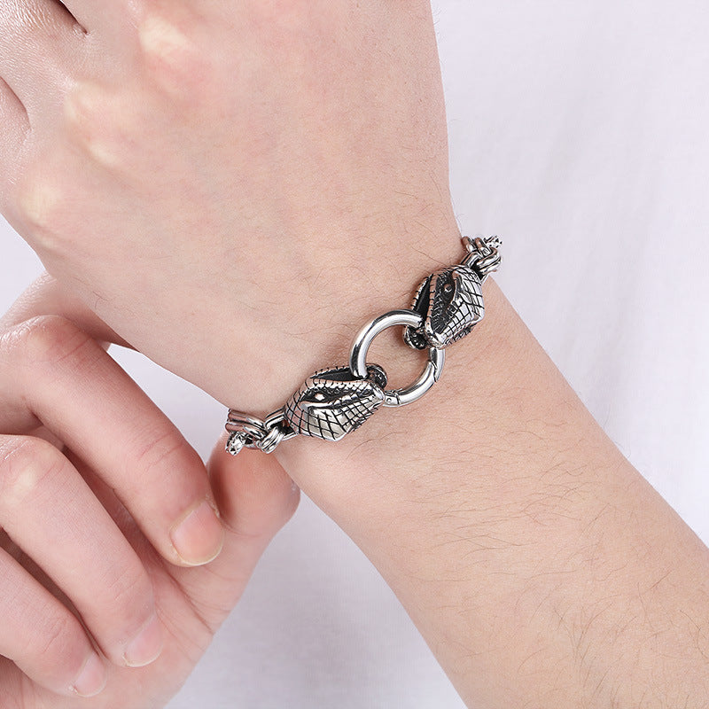 Planderful Men Stainless Steel Bracelet Double O Chain