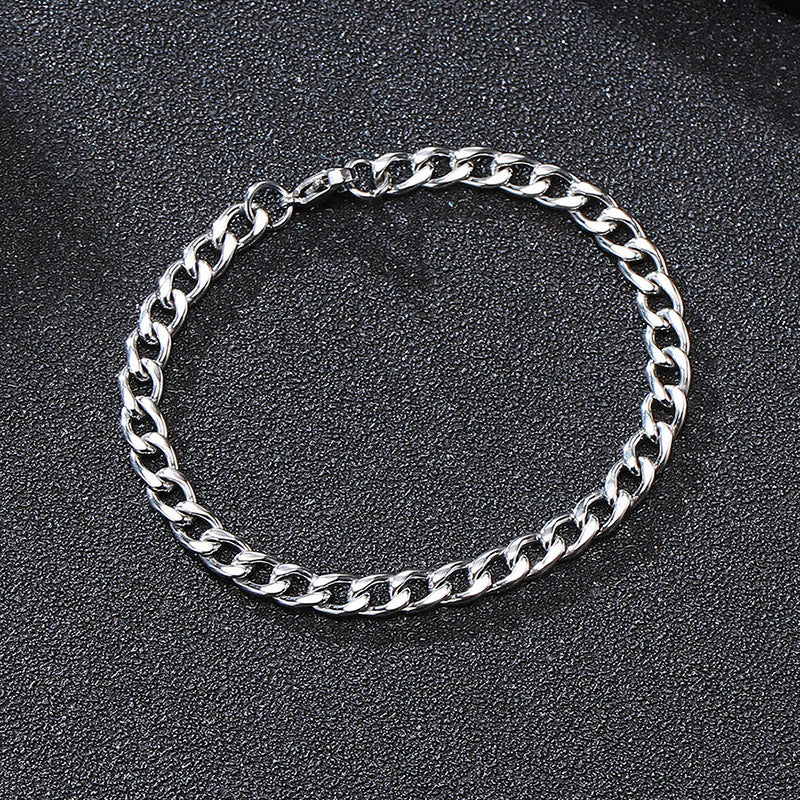 Various Sizes Stainless Steel NK Chain Bracelet Black Steel Men's Simple Chain Jewelry Wholesale for Men