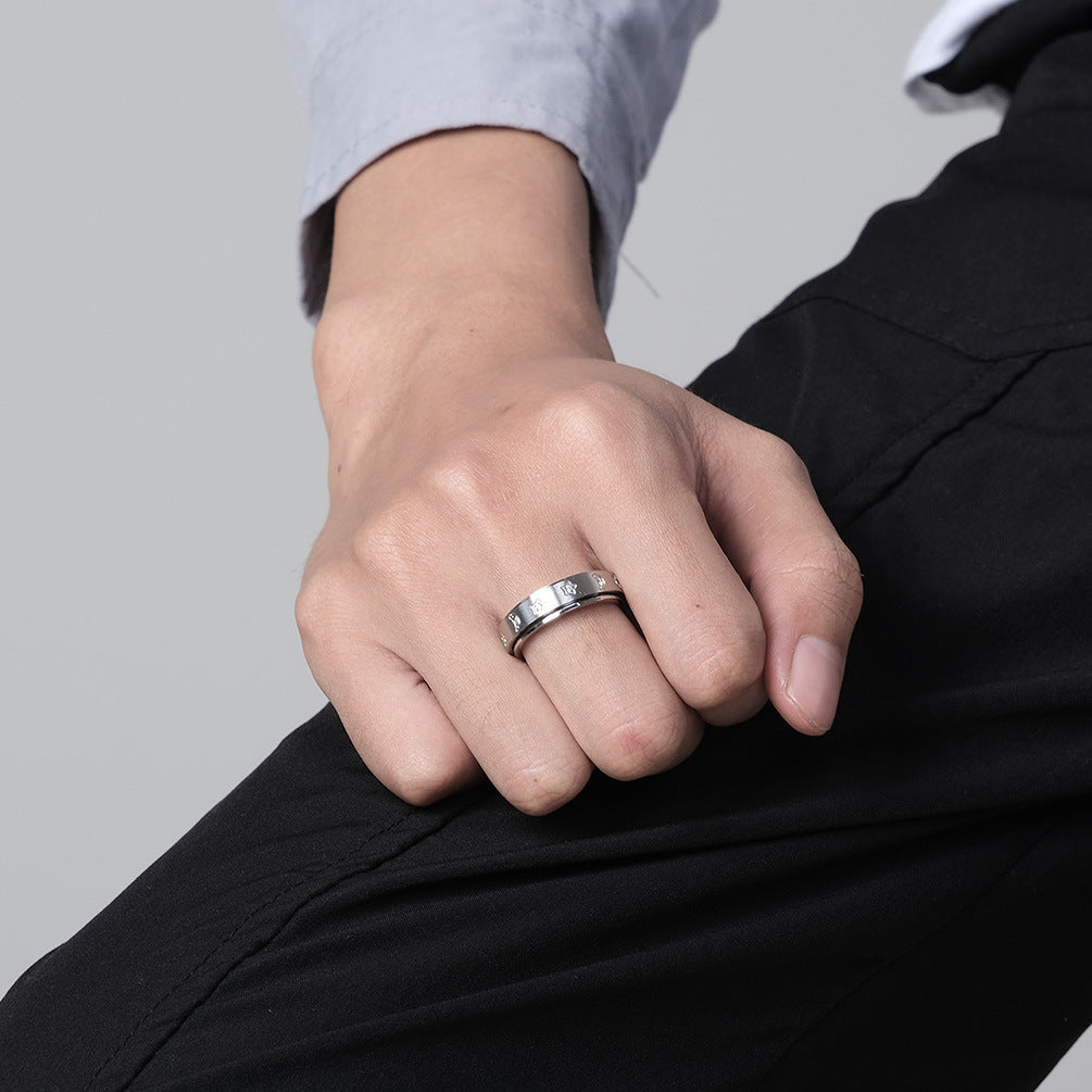 Planderful Personalized Zircon Star Moon Spinning Ring Stainless Steel Anxiety Relief For Stress Relief Seekers