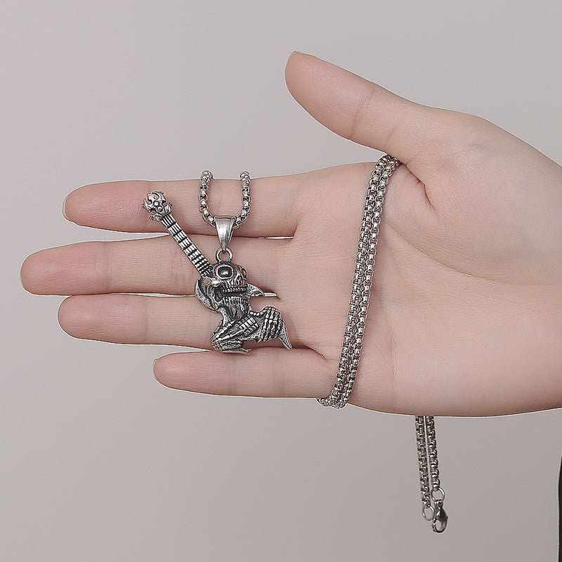 Stainless Steel Necklace - Statement Vintage Skull For Men