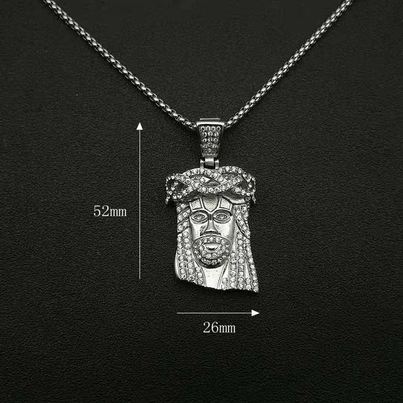 Planderful Collection Stainless Steel Hip Hop Jesus Pendant Necklace For Men Durable Religious Jewelry