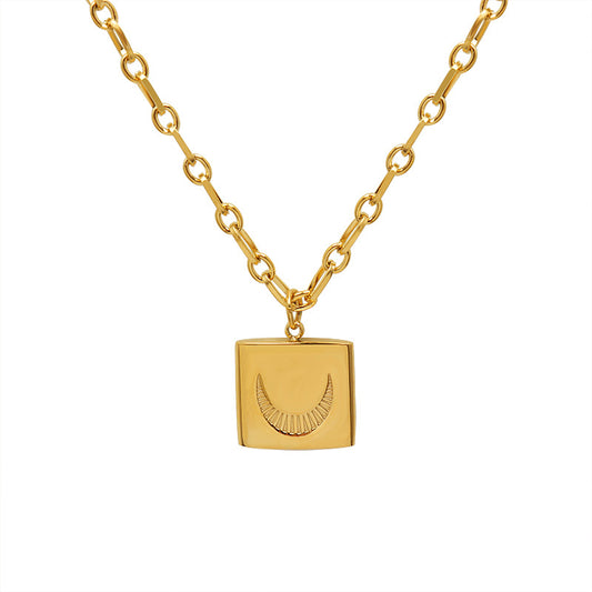 Starlit Square Hand Chain Clavicle Necklace - Air-Cooled Titanium Steel French Jewelry