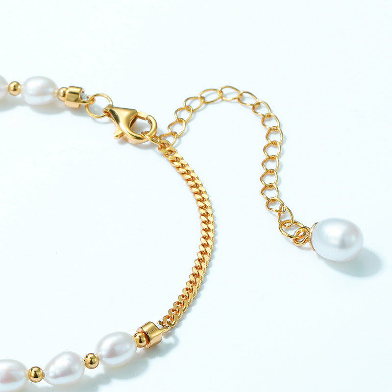Little Daisy Olive Green Zircon Baroque Pearl Sterling Silver Bracelet