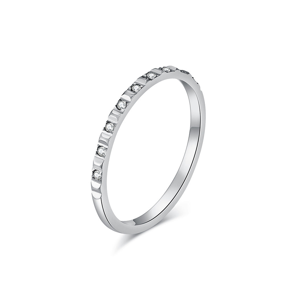 Planderful Zircon Tail Ring Titanium Steel Stacked Ring For Everyday Elegant Women