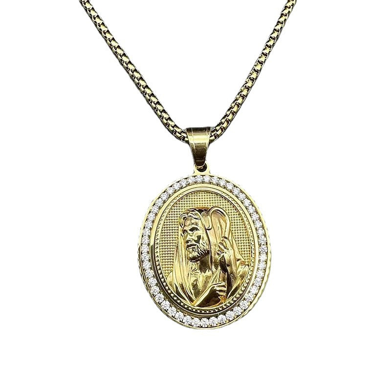 Zircon Necklace – Statement Hip Hop Religious Pendant