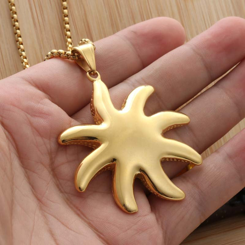 Punk-Inspired Titanium Steel Starfish Necklace for Men - Retro Trendy Pendant by Planderful