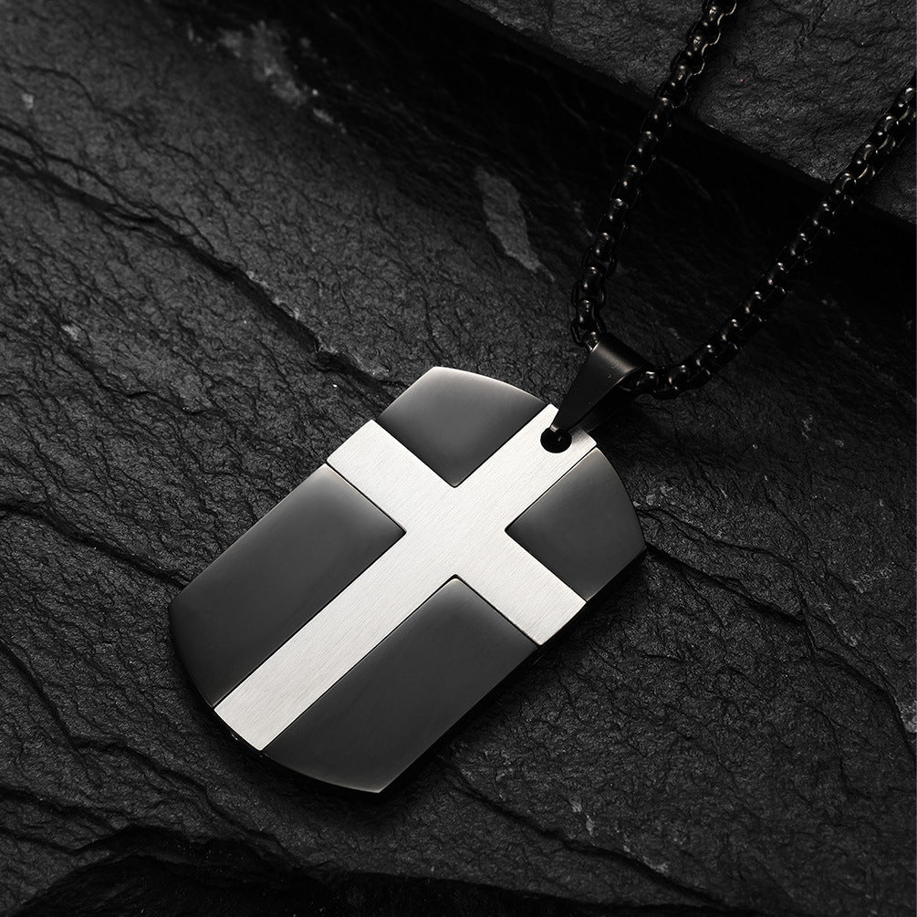European and American Style Stainless Steel Cross Army Necklace