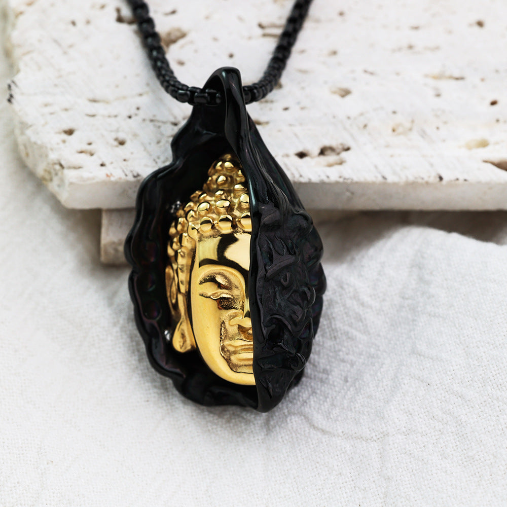 Planderful Stainless Steel Necklace Evil Buddha Logo For Men Pendant Jewelry Durable Bold Design Everyday Genie