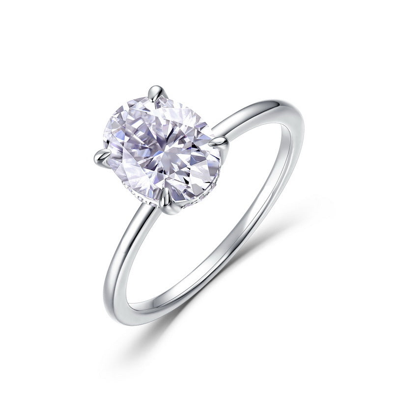 Planderful Classic Moissanite Sterling Silver Ring – 7 × 9 mm, 2 ct