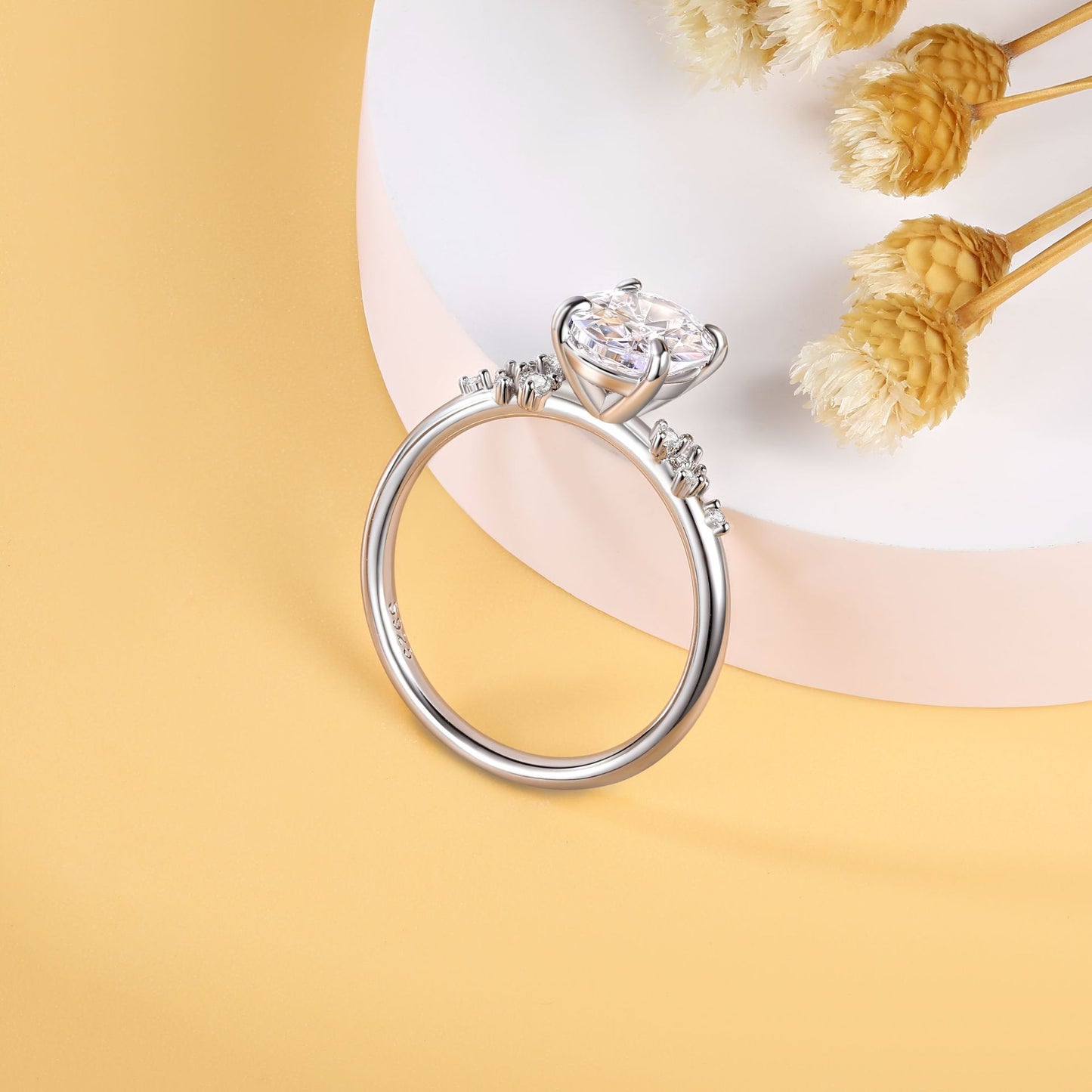 Cross-Border New Product 2ct Zircon 925 Silver Ring Women