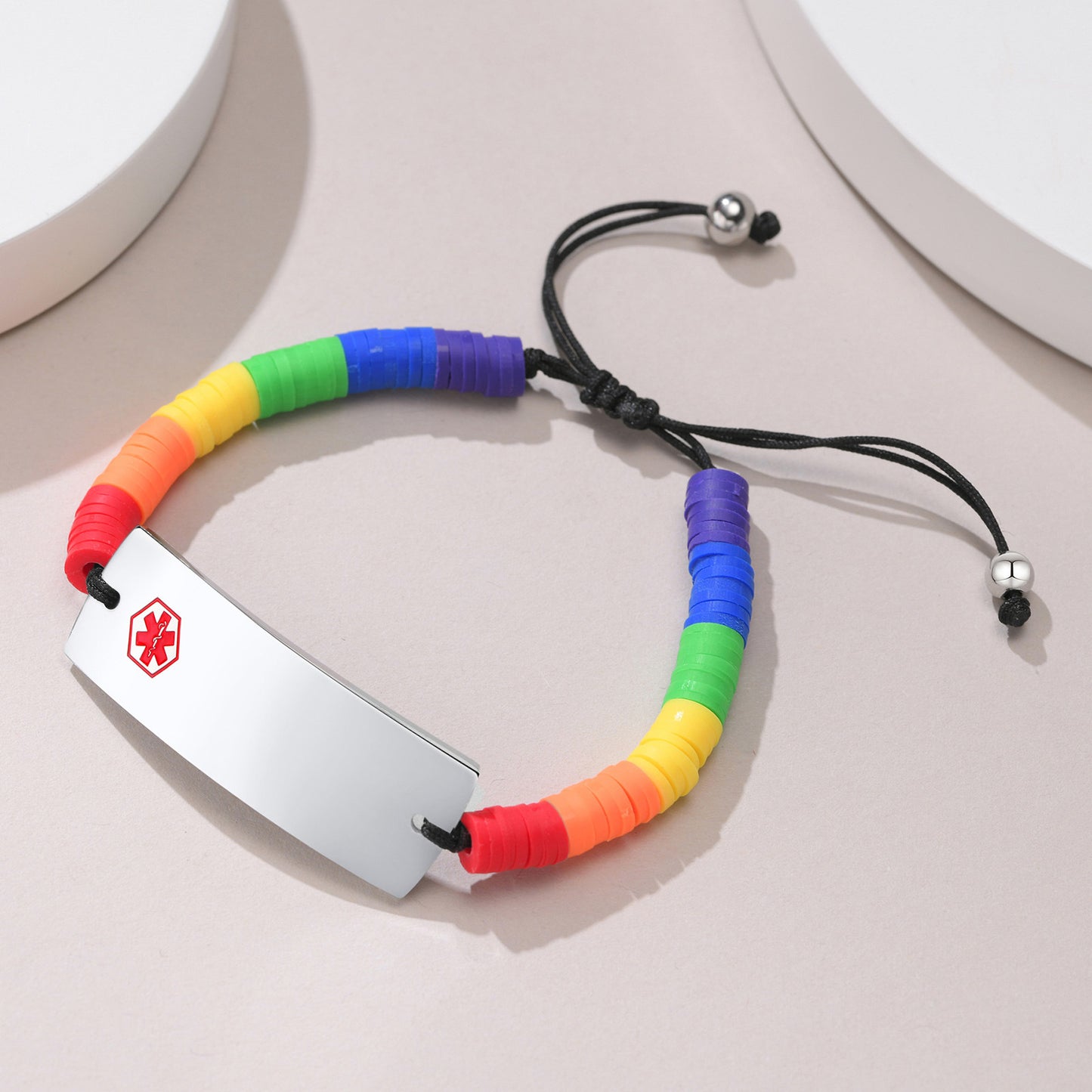 Adjustable Hand Rope Medical Logo Silicone Ring Bracelet for Men