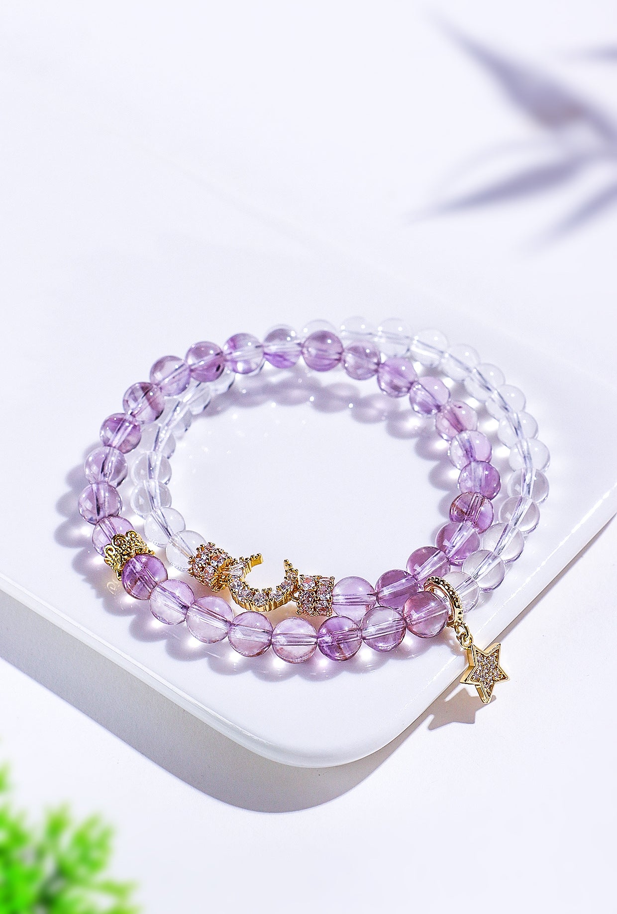Planderful Fortune's Favor Bracelet – Elegant Crystal Moon and Star Design
