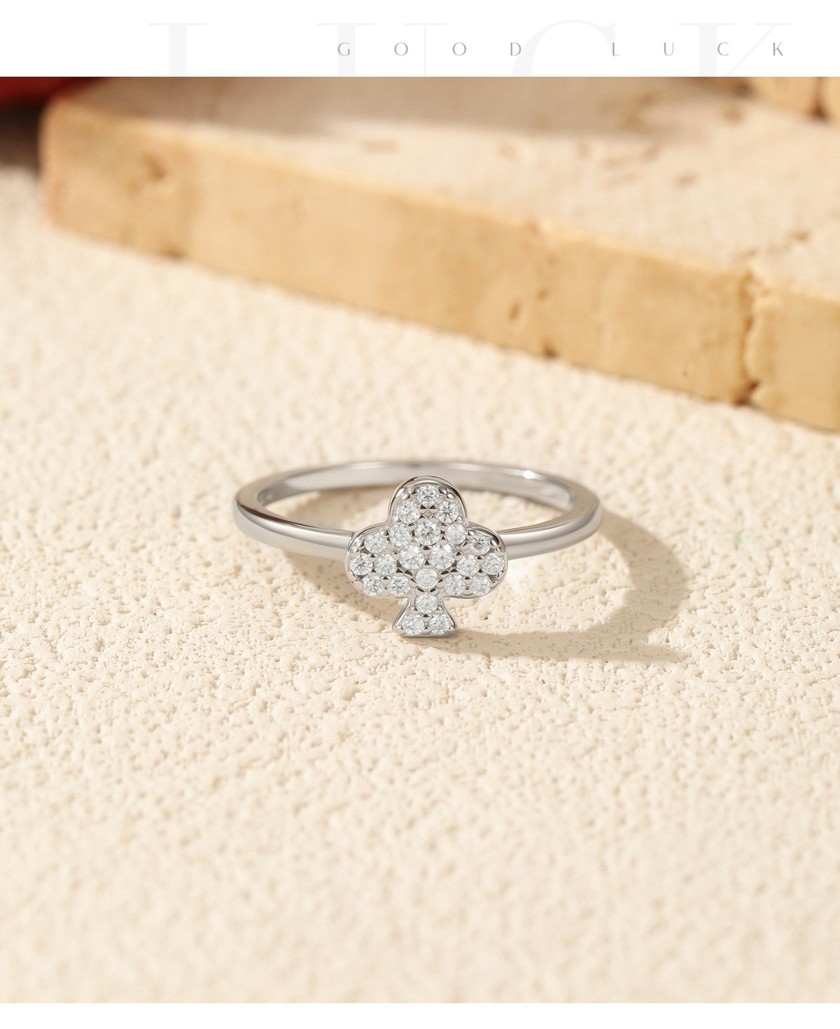 S925 Sterling Silver Clover Moissanite Ring