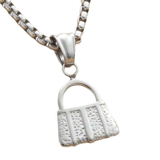 Punk-Inspired Titanium Steel Handbag Pendant Necklace for Trendy Women