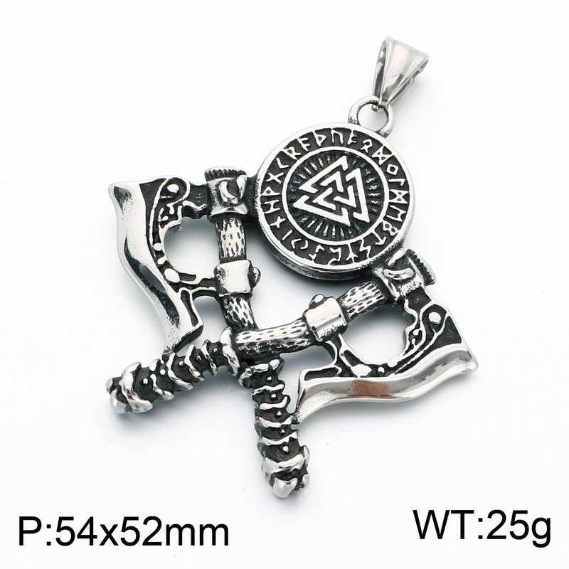 Viking Weapon Element Pendant Punk Street Double Knife Skull Baseball Bat Skull Necklace