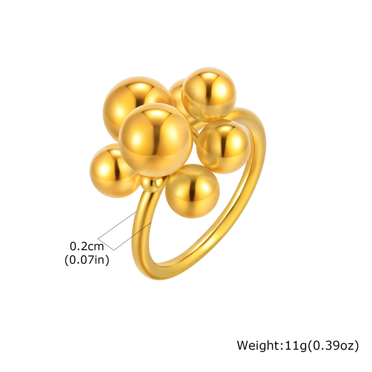 Stainless Steel Round Ball Small Round Bead Movable Grape String Stainless Steel Ring