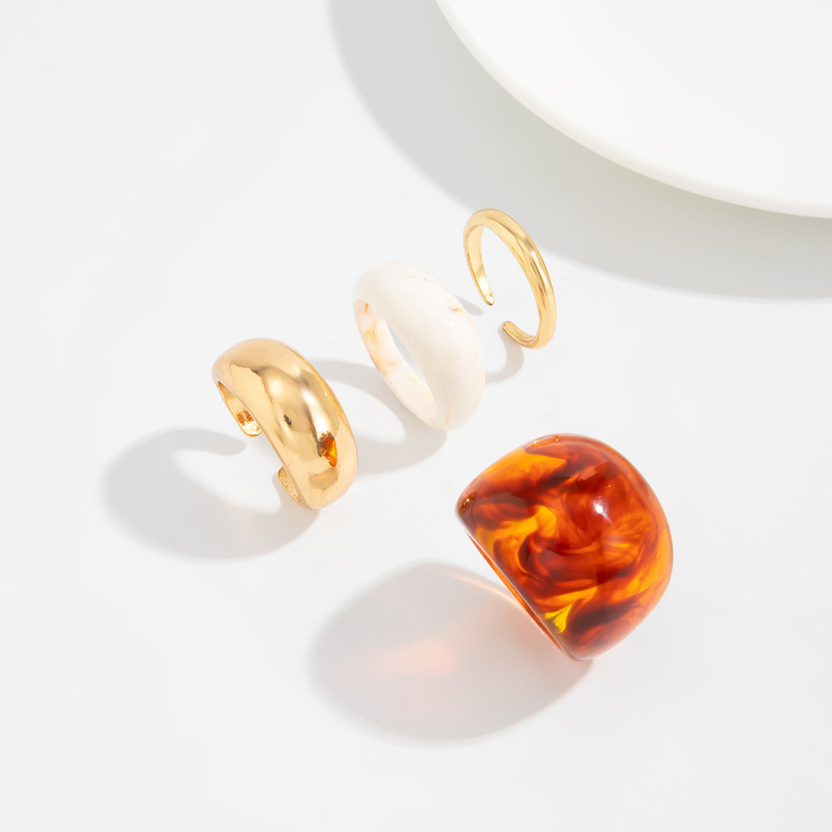 Planderful Geometric Landscape Ring Set With Resin Inlay Vienna Verve Collection Statement Jewelry For Women