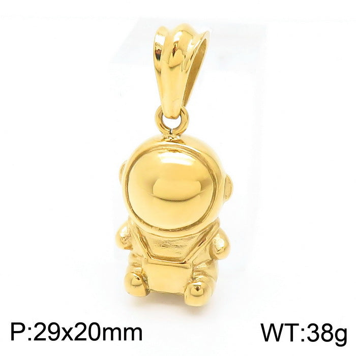 Hip-Hop Style Cartoon Astronaut Pendant for Men - Cute Vacuum Plated Titanium Steel Design