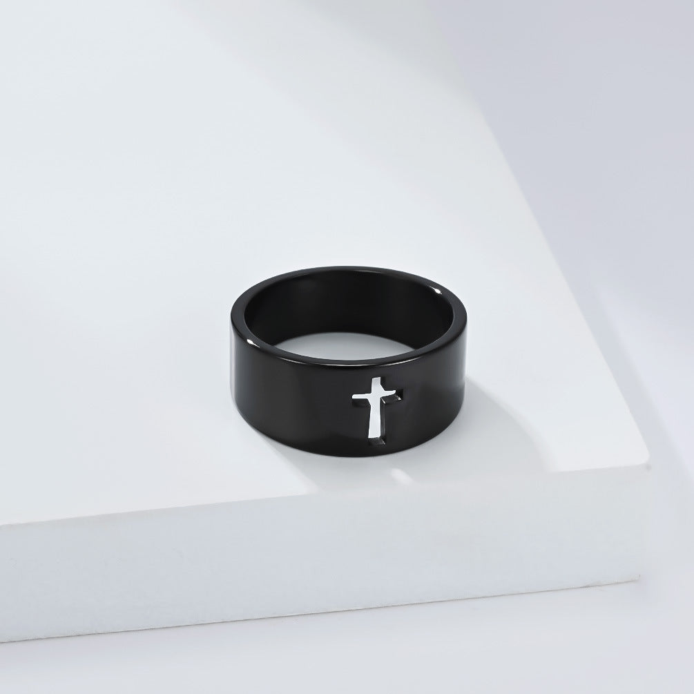 Planderful Titanium Cross Ring For Men And Women Premium Unisex Jewelry With Smooth Surface